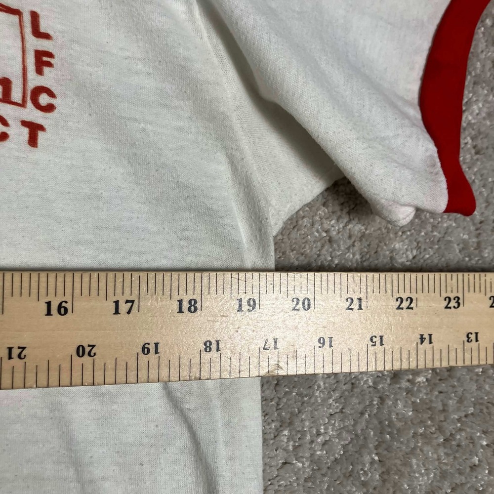 Vintage 70s Russell Athletic BSA Pathfinder District Ringer T Shirt White Red M - Picture 10 of 13